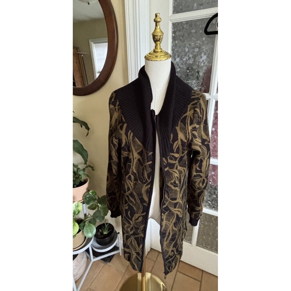 Icelandic Cardigan Wool Blend Zip Front Sweater Jacket XL Pockets